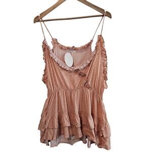 Sugarfox Babydoll Blouse Womens 3X Pink Polka Dot Tiered Ruffles Fairy Boho